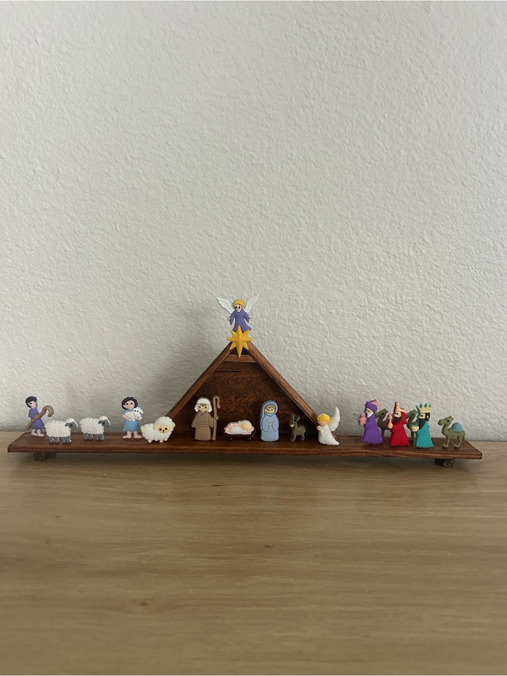 Wooden Mini Nativity Set with Figurines - Multicolor